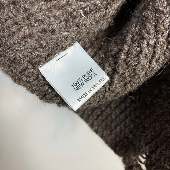 Irish Fisherman Cable Knit Aran Wool Waistcoat sweater Vest Ireland Brown Mens - Picture 8 of 9